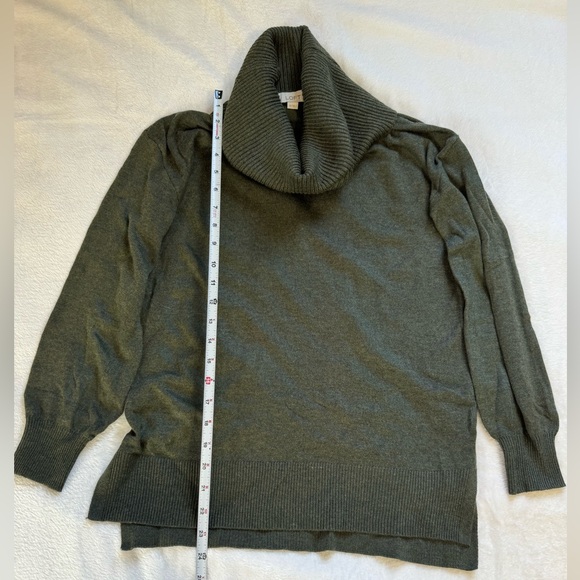 NWOT LOFT Green Knitted Rib Loose Turtleneck Top Women's Small - Picture 4 of 7